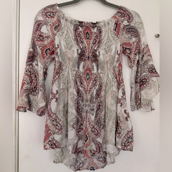 NWOT Vintage American Blues size small Yamelyn Smocked Off the shoulder top BOHO - Picture 6 of 7